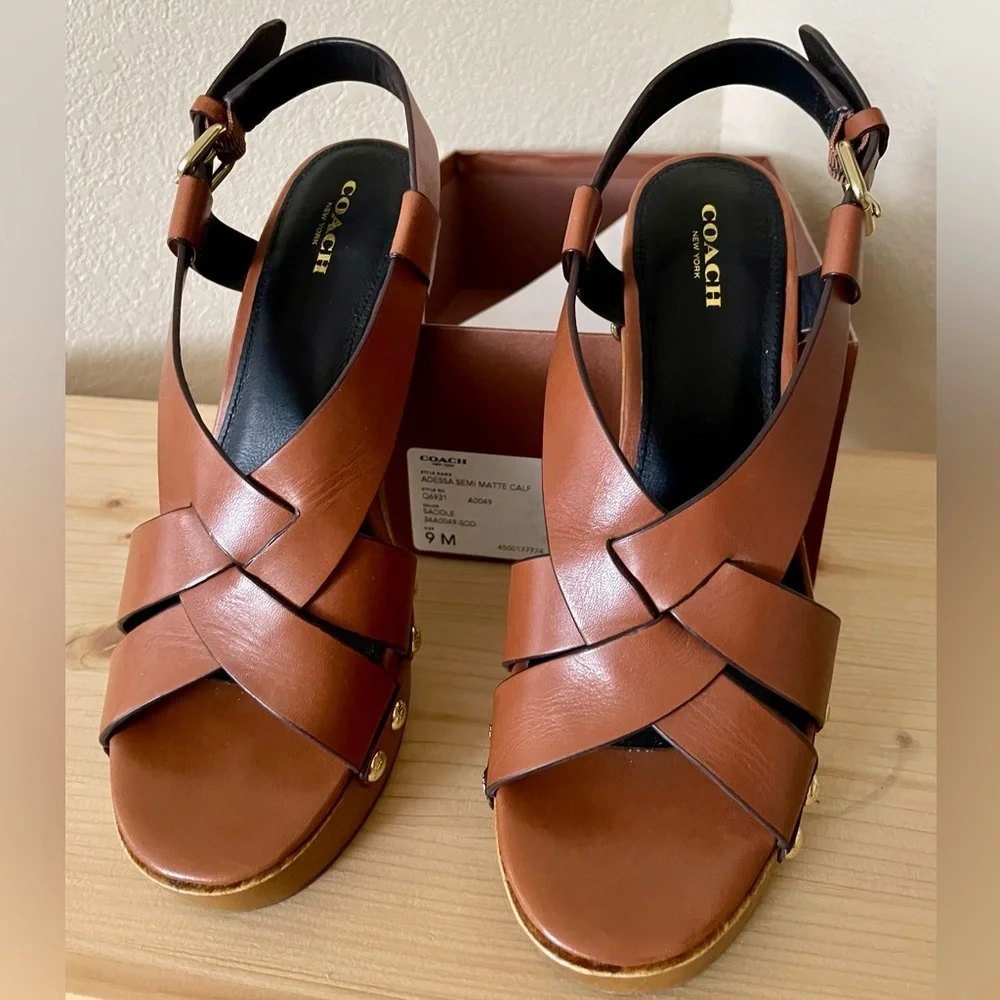 COACH Adessa Semi Matte Calf (Saddle & Wood) - Picture 7 of 11